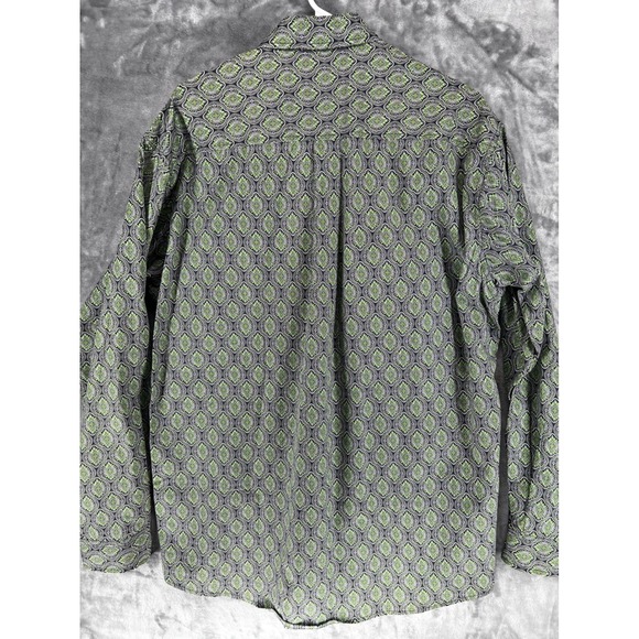 Cinch Mens Long Sleeve Button Down Shirt Green Paisley Print Size L - Picture 6 of 7